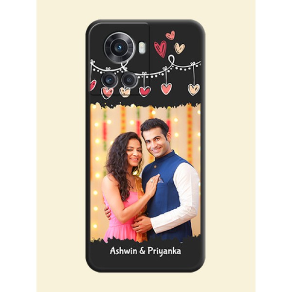 Pink Love Hangings with Name on Space Black Custom Soft Matte Phone Cases - OnePlus 10R 5G Pink Love Hangings with Name on Space Black Custom Soft Matte Phone Cases - OnePlus 10R 5G