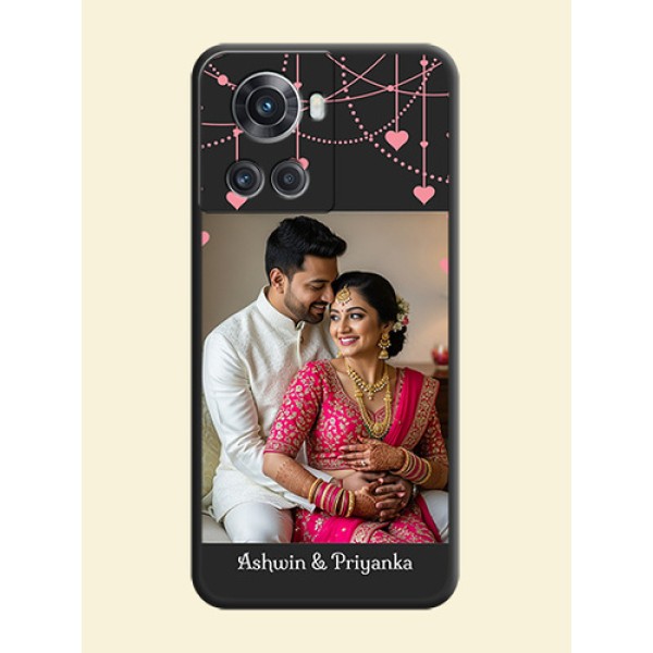 Pink Love Hangings with Text on Space Black Custom Soft Matte Back Cover - OnePlus 10R 5G Pink Love Hangings with Text on Space Black Custom Soft Matte Back Cover - OnePlus 10R 5G