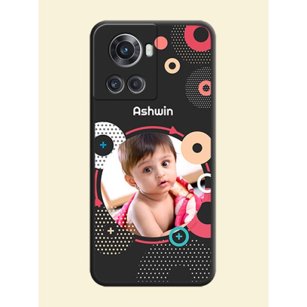 Multicoloured Round Image on Personalised Space Black Soft Matte Cases - OnePlus 10R 5G Multicoloured Round Image on Personalised Space Black Soft Matte Cases - OnePlus 10R 5G