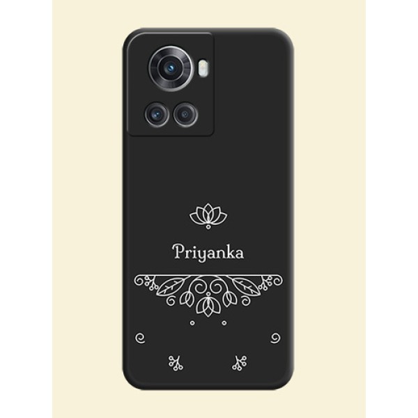 Lotus Garden Custom Text On Space Black Personalized Soft Matte Phone Covers -Oneplus 10R 5G Lotus Garden Custom Text On Space Black Personalized Soft Matte Phone Covers -Oneplus 10R 5G