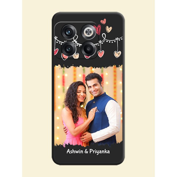 Pink Love Hangings with Name on Space Black Custom Soft Matte Phone Cases - OnePlus 10T 5G Pink Love Hangings with Name on Space Black Custom Soft Matte Phone Cases - OnePlus 10T 5G