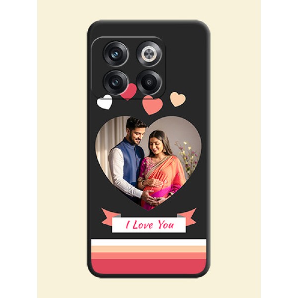 Love Shaped Photo with Colorful Stripes on Personalised Space Black Soft Matte Cases - OnePlus 10T 5G