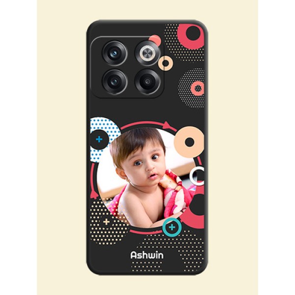 Multicoloured Round Image on Personalised Space Black Soft Matte Cases - OnePlus 10T 5G Multicoloured Round Image on Personalised Space Black Soft Matte Cases - OnePlus 10T 5G