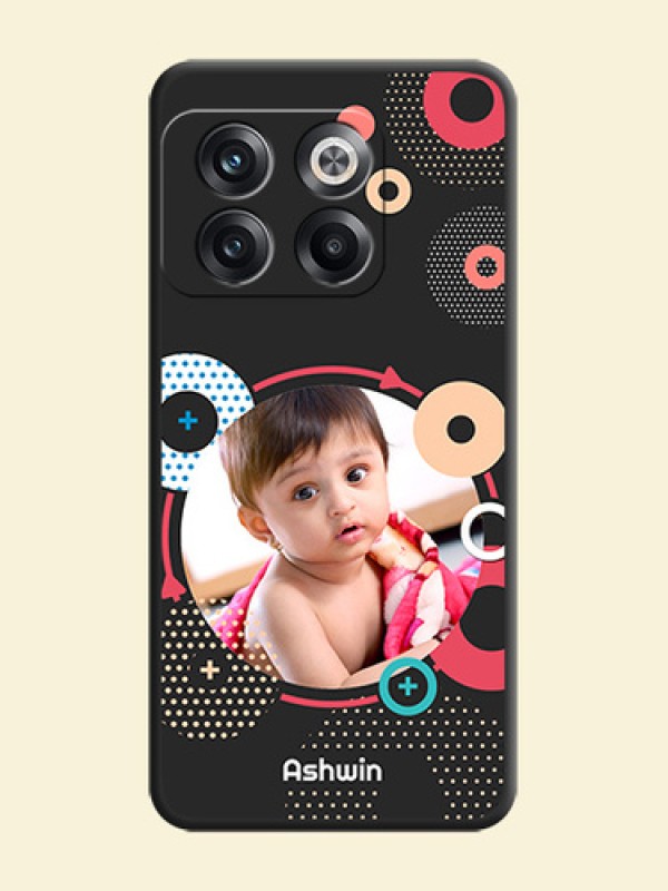 Multicoloured Round Image on Personalised Space Black Soft Matte Cases - OnePlus 10T 5G