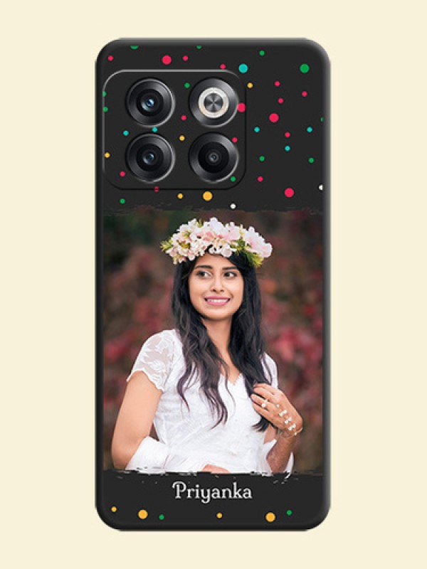 Multicolor Dotted Pattern with Text on Space Black Custom Soft Matte Phone Back Cover - OnePlus 10T 5G