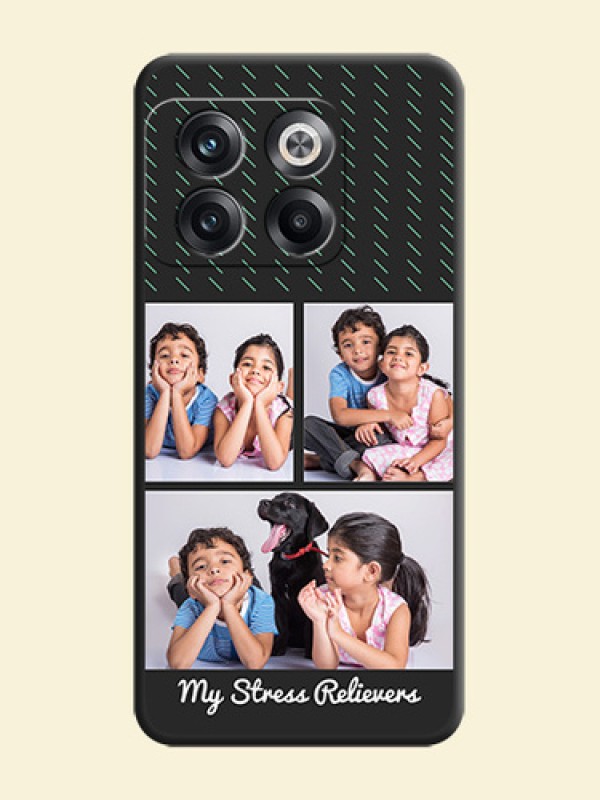 Cross Dotted Pattern with 2 Image Holder  on Personalised Space Black Soft Matte Cases - OnePlus 10T 5G
