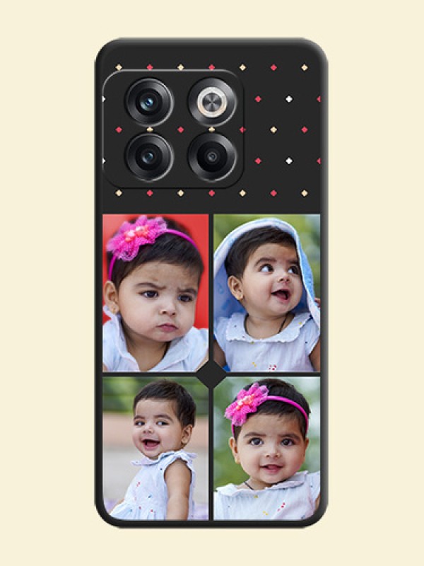 Multicolor Dotted Pattern with 4 Image Holder on Space Black Custom Soft Matte Phone Cases - OnePlus 10T 5G