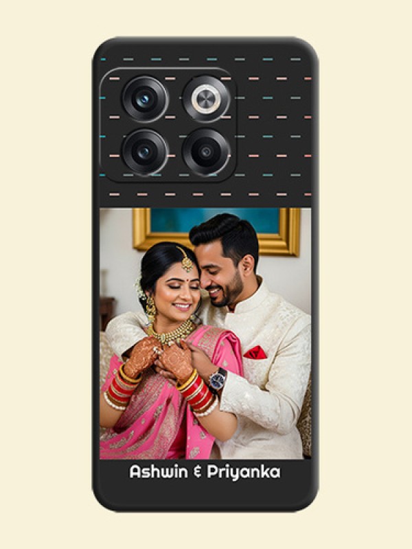 Line Pattern Design with Text on Space Black Custom Soft Matte Phone Back Cover - OnePlus 10T 5G