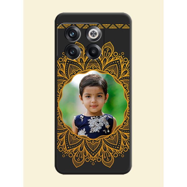 Round Image with Floral Design on Photo on Space Black Soft Matte Mobile Cover - OnePlus 10T 5G Round Image with Floral Design on Photo on Space Black Soft Matte Mobile Cover - OnePlus 10T 5G