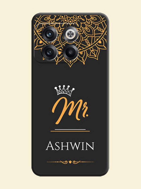 Mr Name with Floral Design  on Personalised Space Black Soft Matte Cases - OnePlus 10T 5G