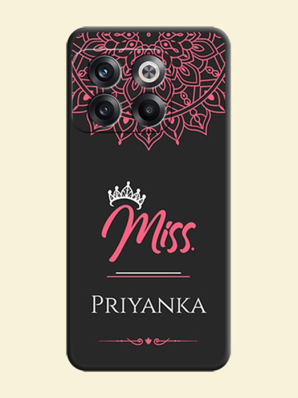 Mrs Name with Floral Design on Space Black Personalized Soft Matte Phone Covers - OnePlus 10T 5G