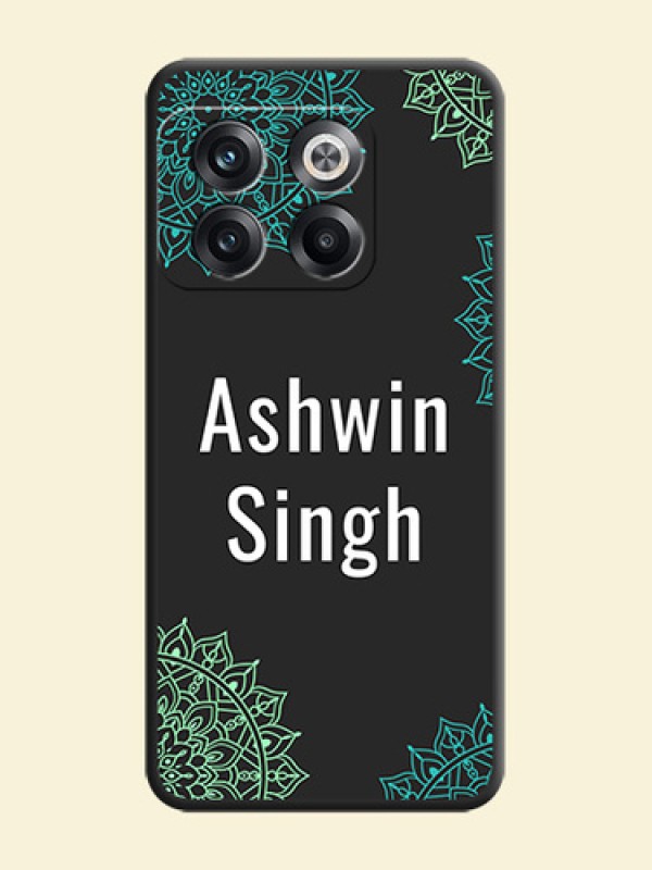 Your Name with Floral Design on Space Black Custom Soft Matte Back Cover - OnePlus 10T 5G