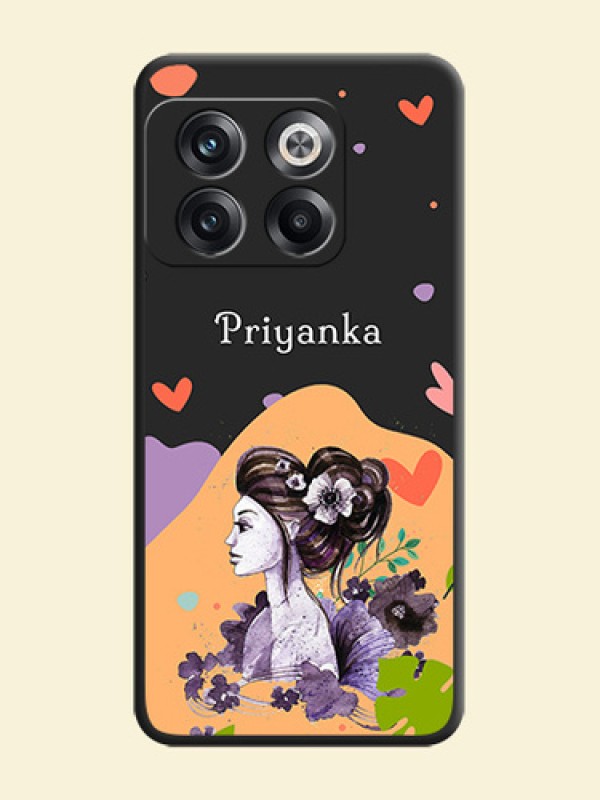 Namecase For Her With Fancy Lady Image On Space Black Personalized Soft Matte Phone Covers -Oneplus 10T 5G