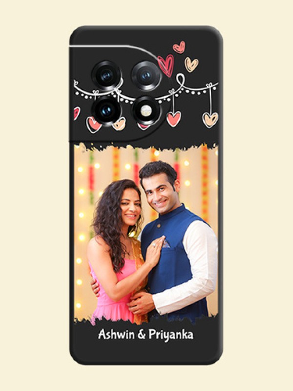 Pink Love Hangings with Name on Space Black Custom Soft Matte Phone Cases - OnePlus 11 5G