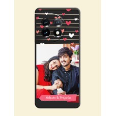 Love Pattern with Name on Pink Ribbon on Photo on Space Black Soft Matte Back Cover - OnePlus 11 5G