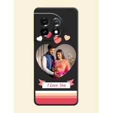 Love Shaped Photo with Colorful Stripes on Personalised Space Black Soft Matte Cases - OnePlus 11 5G