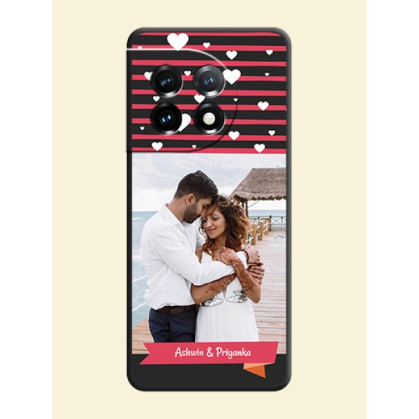 White Color Love Symbols with Pink Lines Pattern on Space Black Custom Soft Matte Phone Cases - OnePlus 11 5G White Color Love Symbols with Pink Lines Pattern on Space Black Custom Soft Matte Phone Cases - OnePlus 11 5G