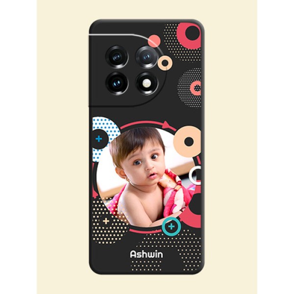 Multicoloured Round Image on Personalised Space Black Soft Matte Cases - OnePlus 11 5G Multicoloured Round Image on Personalised Space Black Soft Matte Cases - OnePlus 11 5G
