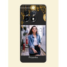 Decorative Design with Text on Space Black Custom Soft Matte Back Cover - OnePlus 11 5G