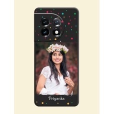 Multicolor Dotted Pattern with Text on Space Black Custom Soft Matte Phone Back Cover - OnePlus 11 5G