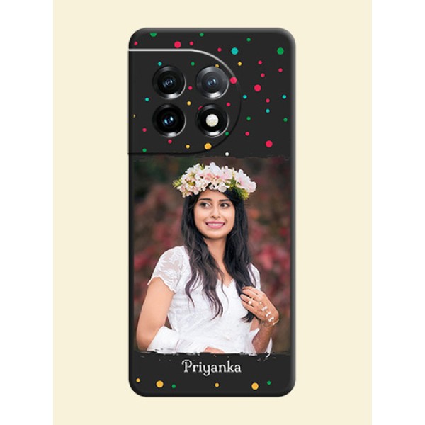 Multicolor Dotted Pattern with Text on Space Black Custom Soft Matte Phone Back Cover - OnePlus 11 5G Multicolor Dotted Pattern with Text on Space Black Custom Soft Matte Phone Back Cover - OnePlus 11 5G
