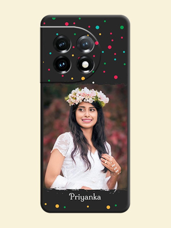 Multicolor Dotted Pattern with Text on Space Black Custom Soft Matte Phone Back Cover - OnePlus 11 5G