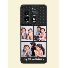 Cross Dotted Pattern with 2 Image Holder on Personalised Space Black Soft Matte Cases - OnePlus 11 5G