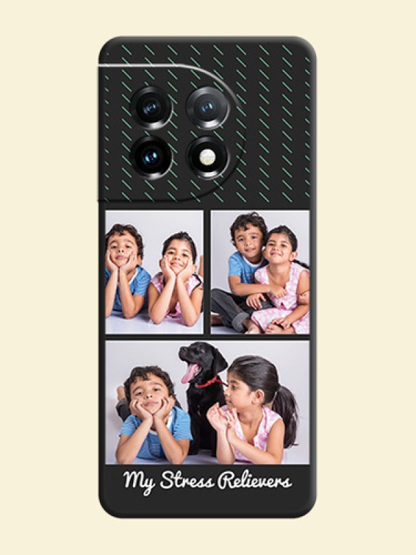 Cross Dotted Pattern with 2 Image Holder  on Personalised Space Black Soft Matte Cases - OnePlus 11 5G