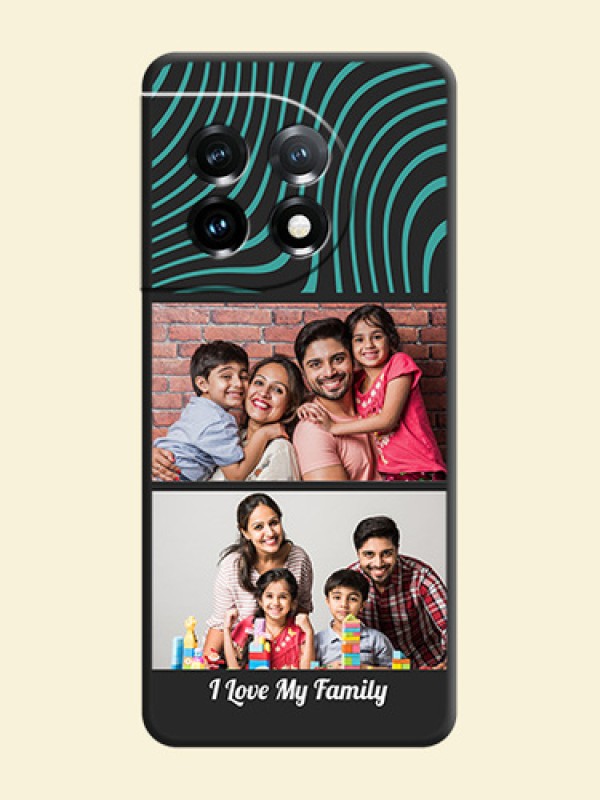 Wave Pattern with 2 Image Holder on Space Black Personalized Soft Matte Phone Covers - OnePlus 11 5G