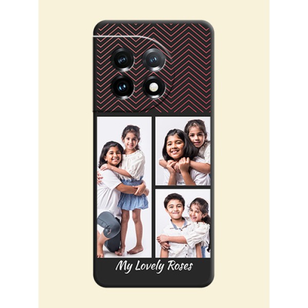 Wave Pattern with 3 Image Holder on Space Black Custom Soft Matte Back Cover - OnePlus 11 5G Wave Pattern with 3 Image Holder on Space Black Custom Soft Matte Back Cover - OnePlus 11 5G