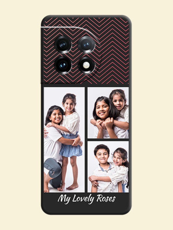 Wave Pattern with 3 Image Holder on Space Black Custom Soft Matte Back Cover - OnePlus 11 5G