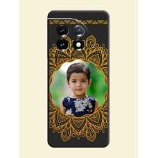 Round Image with Floral Design on Photo on Space Black Soft Matte Mobile Cover - OnePlus 11 5G