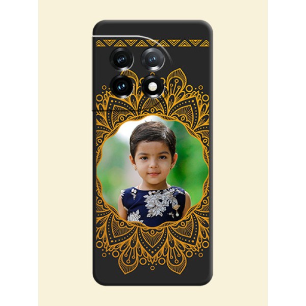 Round Image with Floral Design on Photo on Space Black Soft Matte Mobile Cover - OnePlus 11 5G Round Image with Floral Design on Photo on Space Black Soft Matte Mobile Cover - OnePlus 11 5G