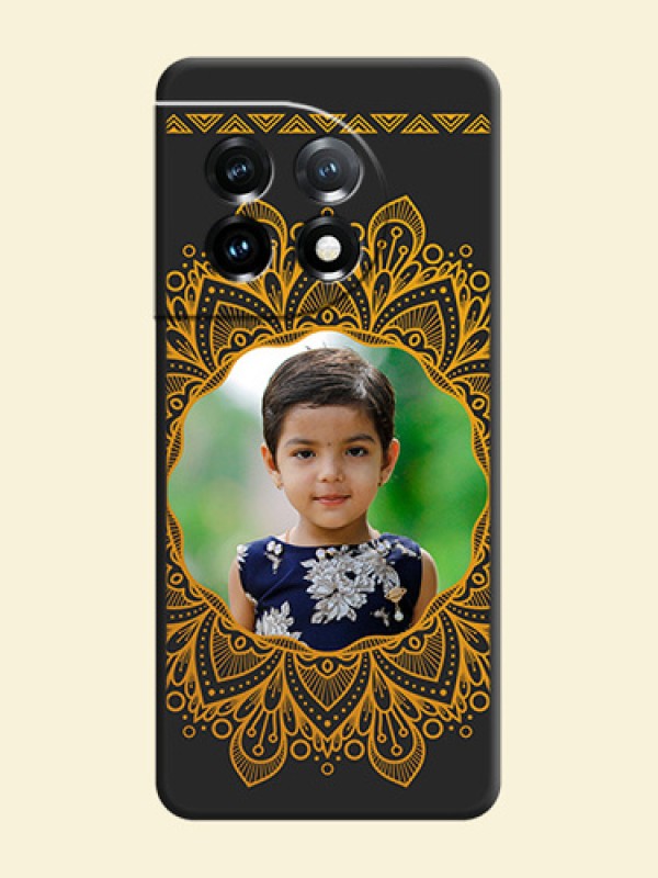 Round Image with Floral Design on Photo on Space Black Soft Matte Mobile Cover - OnePlus 11 5G
