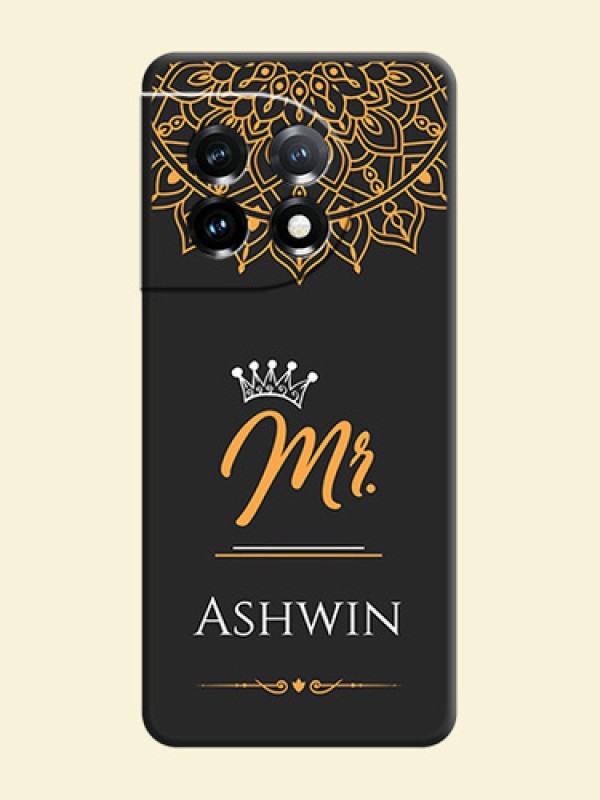 Mr Name with Floral Design  on Personalised Space Black Soft Matte Cases - OnePlus 11 5G