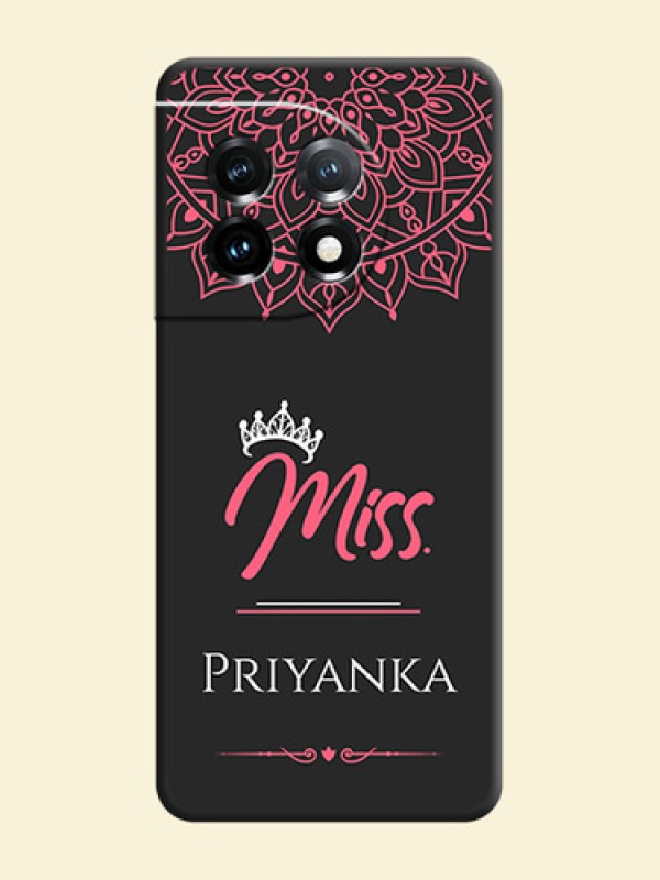 Mrs Name with Floral Design on Space Black Personalized Soft Matte Phone Covers - OnePlus 11 5G