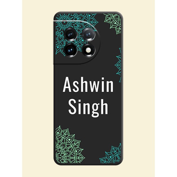 Your Name with Floral Design on Space Black Custom Soft Matte Back Cover - OnePlus 11 5G Your Name with Floral Design on Space Black Custom Soft Matte Back Cover - OnePlus 11 5G