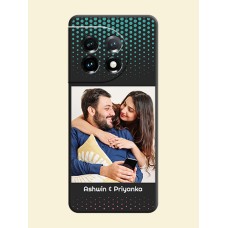 Faded Dots with Grunge Photo Frame and Text on Space Black Custom Soft Matte Phone Cases - OnePlus 11 5G