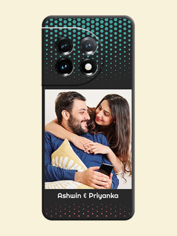Faded Dots with Grunge Photo Frame and Text on Space Black Custom Soft Matte Phone Cases - OnePlus 11 5G