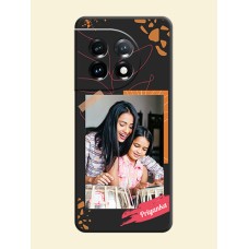 Orange Photo Frame on Space Black Custom Soft Matte Phone Back Cover - OnePlus 11 5G