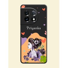 Namecase For Her With Fancy Lady Image On Space Black Personalized Soft Matte Phone Covers -Oneplus 11 5G