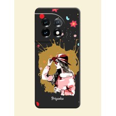 Mordern Lady With Color Splash Background With Custom Text On Space Black Personalized Soft Matte Phone Covers -Oneplus 11 5G