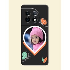 Upload Pic With Simple Butterly Design On Space Black Personalized Soft Matte Phone Covers -Oneplus 11 5G
