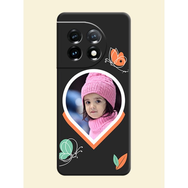 Upload Pic With Simple Butterly Design On Space Black Personalized Soft Matte Phone Covers -Oneplus 11 5G Upload Pic With Simple Butterly Design On Space Black Personalized Soft Matte Phone Covers -Oneplus 11 5G
