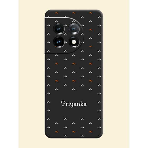 Simple Pattern With Custom Text On Space Black Personalized Soft Matte Phone Covers -Oneplus 11 5G Simple Pattern With Custom Text On Space Black Personalized Soft Matte Phone Covers -Oneplus 11 5G