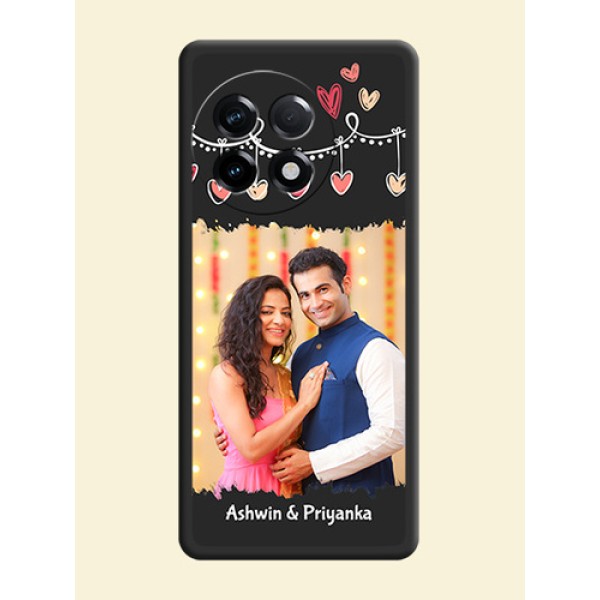 Pink Love Hangings with Name on Space Black Custom Soft Matte Phone Cases - OnePlus 11R 5G Pink Love Hangings with Name on Space Black Custom Soft Matte Phone Cases - OnePlus 11R 5G