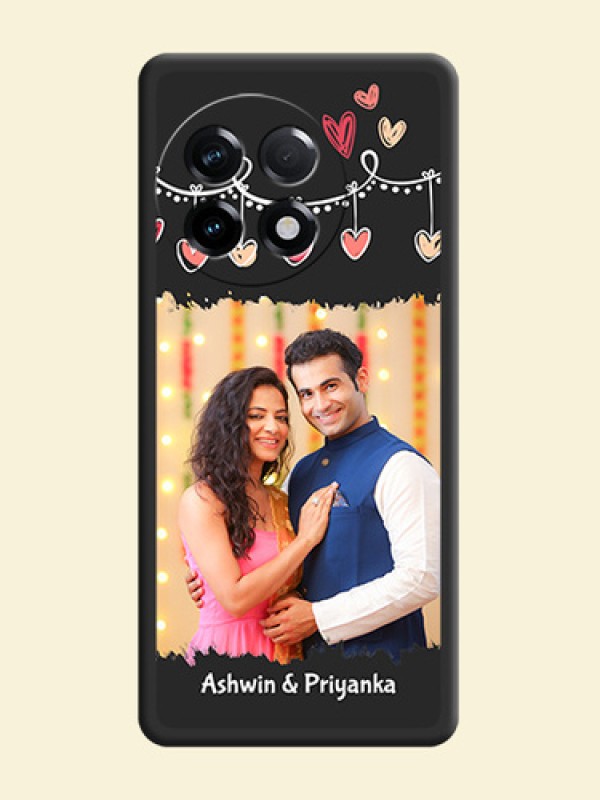 Pink Love Hangings with Name on Space Black Custom Soft Matte Phone Cases - OnePlus 11R 5G