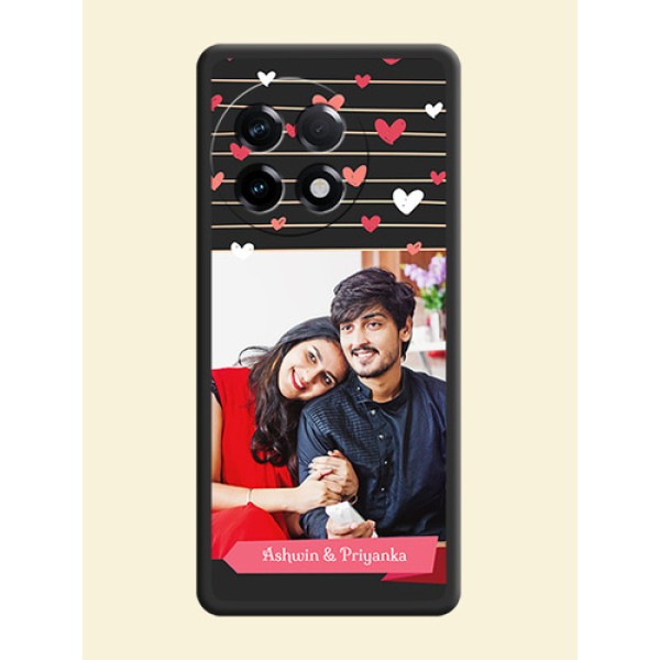 Love Pattern with Name on Pink Ribbon  on Photo on Space Black Soft Matte Back Cover - OnePlus 11R 5G