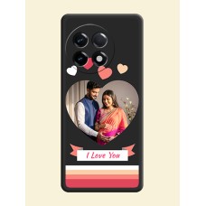 Love Shaped Photo with Colorful Stripes on Personalised Space Black Soft Matte Cases - OnePlus 11R 5G