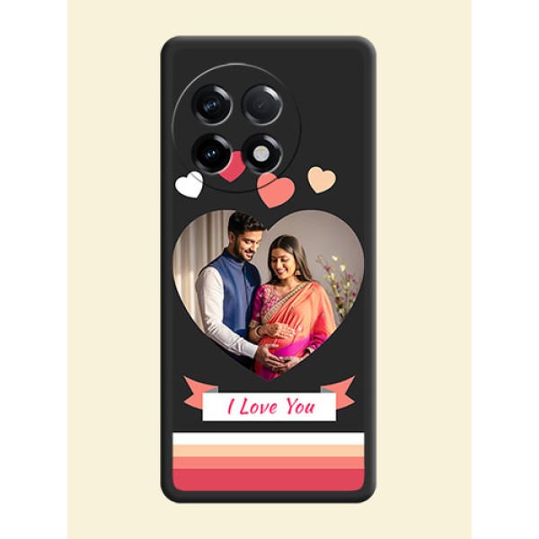 Love Shaped Photo with Colorful Stripes on Personalised Space Black Soft Matte Cases - OnePlus 11R 5G